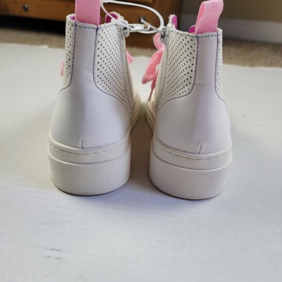 Steve Madden Metallic High Top Sneakers Size 2M NWOT Pink Lace Kids Shoes - Picture 4 of 10